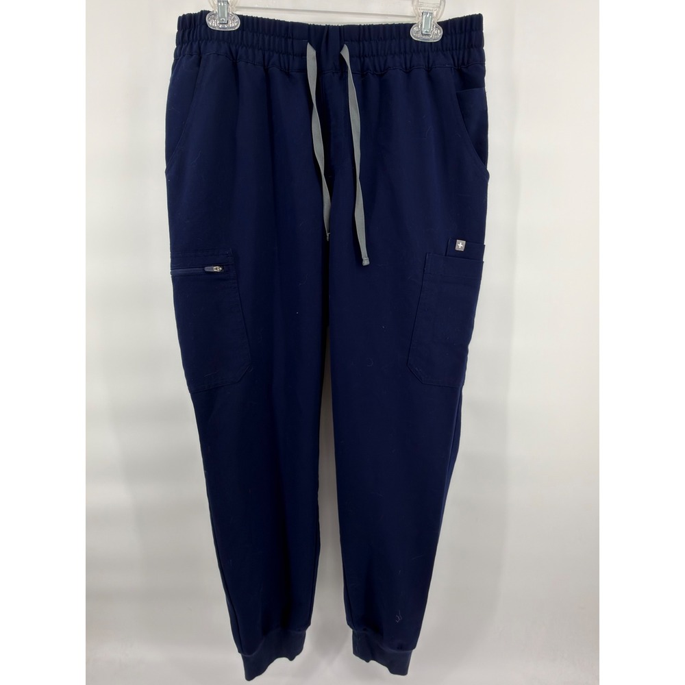 FIGS Zamora Navy Blue Jogger‎ Scrub Pants Womens Elastic Yoga Waistband Pockets